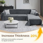 2 Pieces Sectional Couch Covers L Shaped Cover XXL Dark Gray | Thick Washable - Image 3