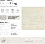 Area Rug Living Room: 6x6 Modern Washable Indoor Soft Carpet Beige | - Image 2