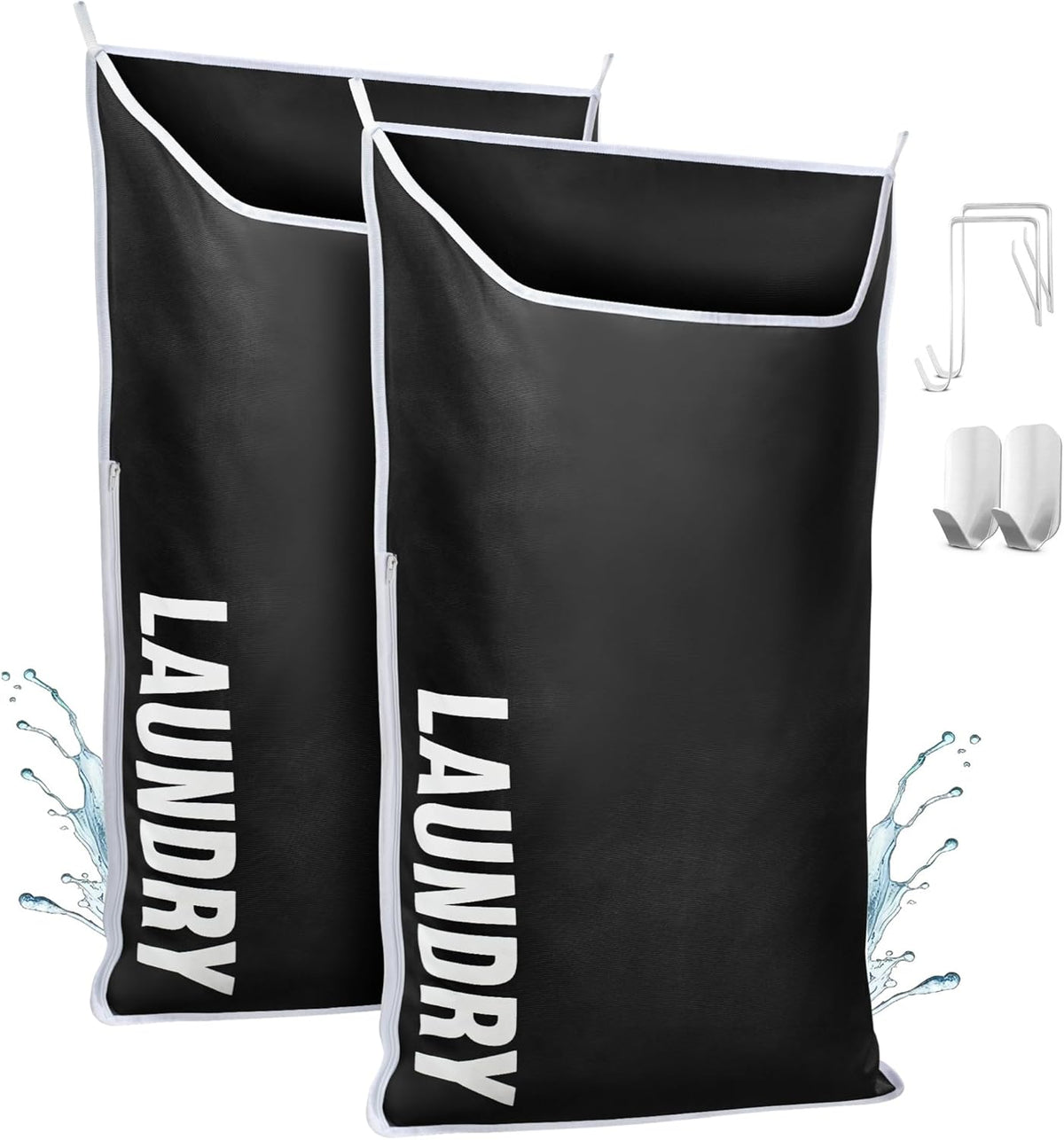 Hanging Laundry Hamper Bag XL 40x22", Space Saving over the Door Storage Bags, Behind the Door Hampers for Dirty Clothes & Wall Mounted Basket for Bathroom, Organizer for Small Room Spaces RV