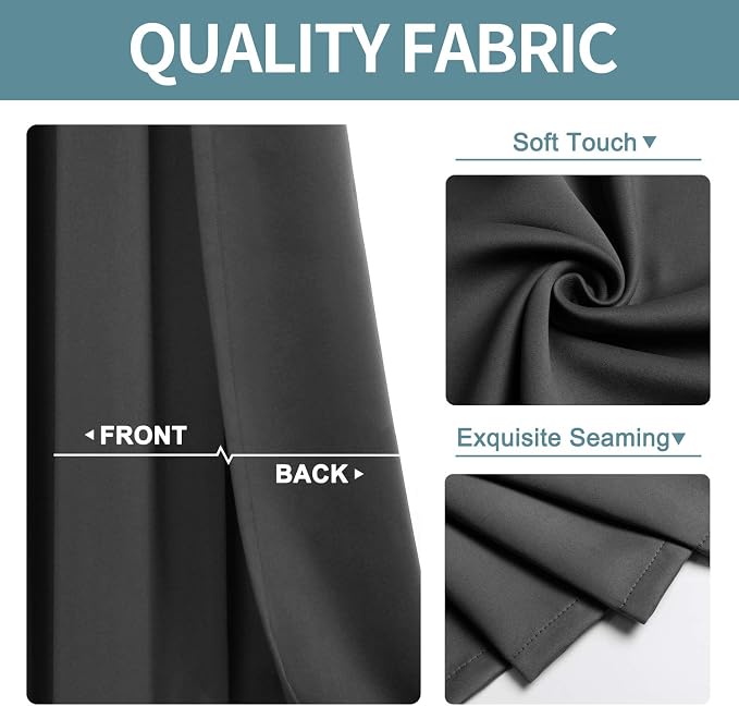 ChrisDowa Blackout Curtains for Bedroom and Living Room 78 Inches Long | 2 - Image 3