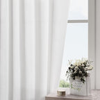 Linen White Curtains 120 Inches Long 2 Panels Set Back Tab Rod Pocket Semi - Image 2