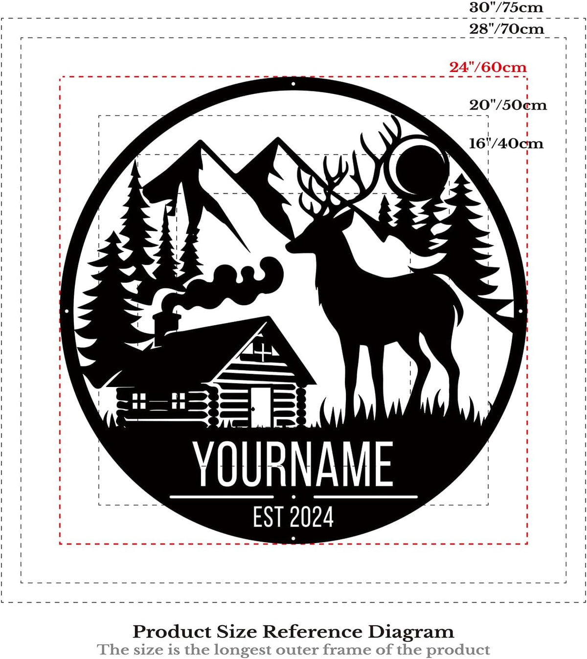 Personalized Deer Forest Name metal Signs,Custom Shed Metal Wall Decor,Black Deer Metal Wall Art Decor,Deer Home Metal Signs Plaques,Outdoor wall Decorative Signage (Style B)