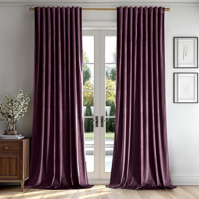 MIULEE Dark Purple Velvet Curtains 52x96 inches Luxury Blackout Curtains | by MIULEE