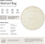 Round Area Rug Living Room: 6 ft Modern Washable Carpet Taupe | - Image 2