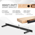 Homeforia White Floating Shelves 36 inch, High End Solid Real Wood 36inch Floating Shelf for Wall Mounted, White Wooden 36in Long Floating Shelves, Heavy Duty Bracket, 36 X 6.5 X 1.75 inches, Set of 2
