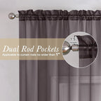 Chocolate Sheer Curtains 72 Inches Long 2 Panels, Rod Pocket Voile Light - Image 2