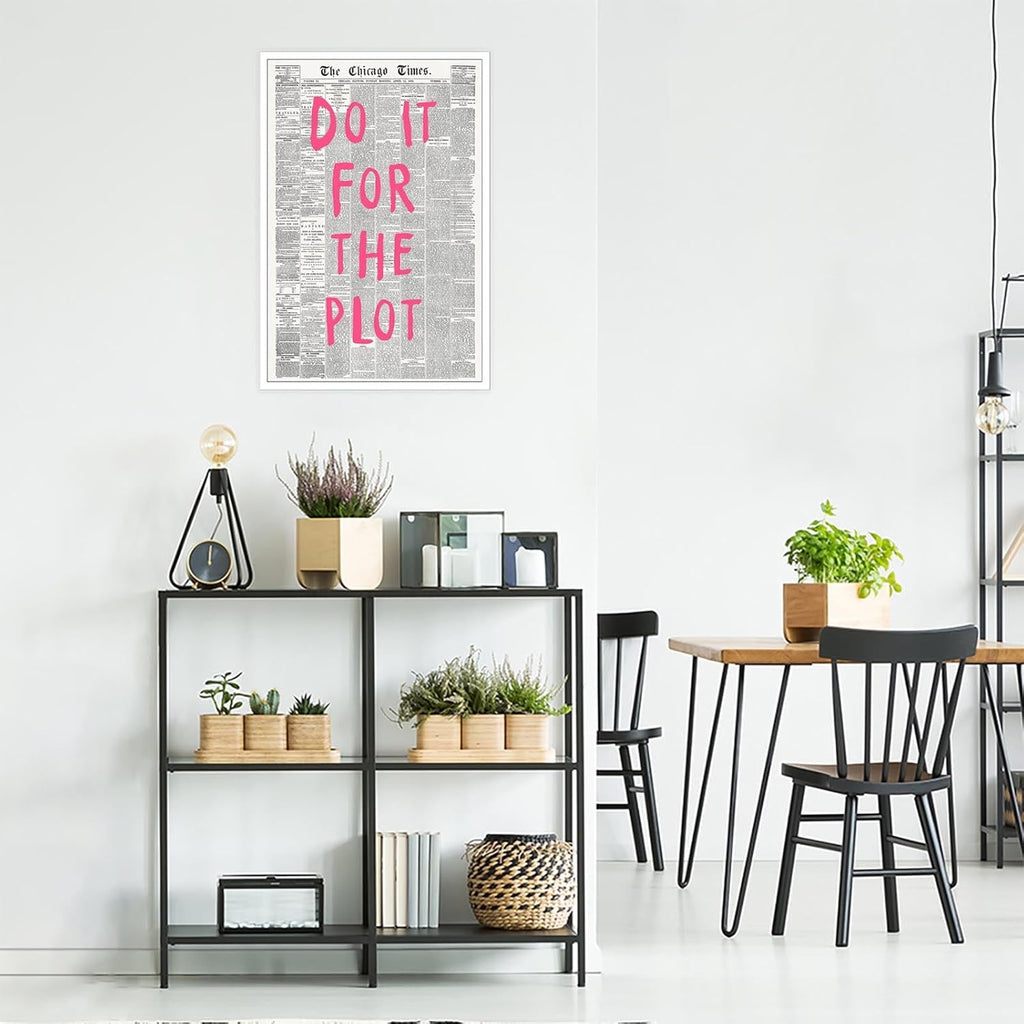 Liyark Retro Black And White Chicago Newspaper Poster Pink Trendy Preppy Apartment Art Motivational Affirmation Do It For The Plot Prints For Home Bedroom Living Room Wall Decor 16x24in Unframed