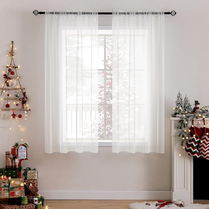 MIULEE Ivory Window Sheer Curtains 2 Panels Width 38 x Length 63 Inches | Sheer by MIULEE
