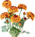 Artificial Flowers Ranunculus Long Stem Buttercup Silk Flowers 6 pcs for Home Decor and Wedding Decorations(Burnt Orange)