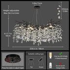 Modern Black Crystal Tree Branch Chandelier,14-Light 40" Black K9 Crystal Chandeliers for Living Room, Round Chandelier for Dining Room,High Ceiling,Kitchen Island,Foyer,Staircase
