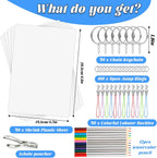Natonhi 239Pcs Heat Shrink Plastic Sheets Keychain Kit, Including 40 Shrinky Art Paper,6 Traceable Picture, Hole Punch, Pencils, Keychains Accessories for Kids Shrinky Dinks Creative Craft Marking