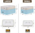 BALEINE 4 Pack Fabric Storage Bins for Shelves, Linen Storage Baskets for Organizing, Decorative Closet Bins for Clothes, Home (Skyblue, 15''x11''x9.5'')