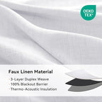 100% Blackout Linen Textured Curtains 72 Inch Long, Bright White | 100% - Image 4