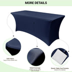 Obstal 6ft Stretch Spandex Table Cover - 4 Pack Universal Rectangular Fitted Tablecloth Protector for Wedding, Banquet and Party (Navy Blue, 72L x 30W x 30H Inches)