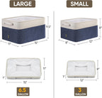 BALEINE 3 Pack Fabric Storage Bins for Shelves, Linen Storage Baskets for Organizing, Decorative Closet Bins for Clothes, Home (Navy Blue, 12"x8"x8")