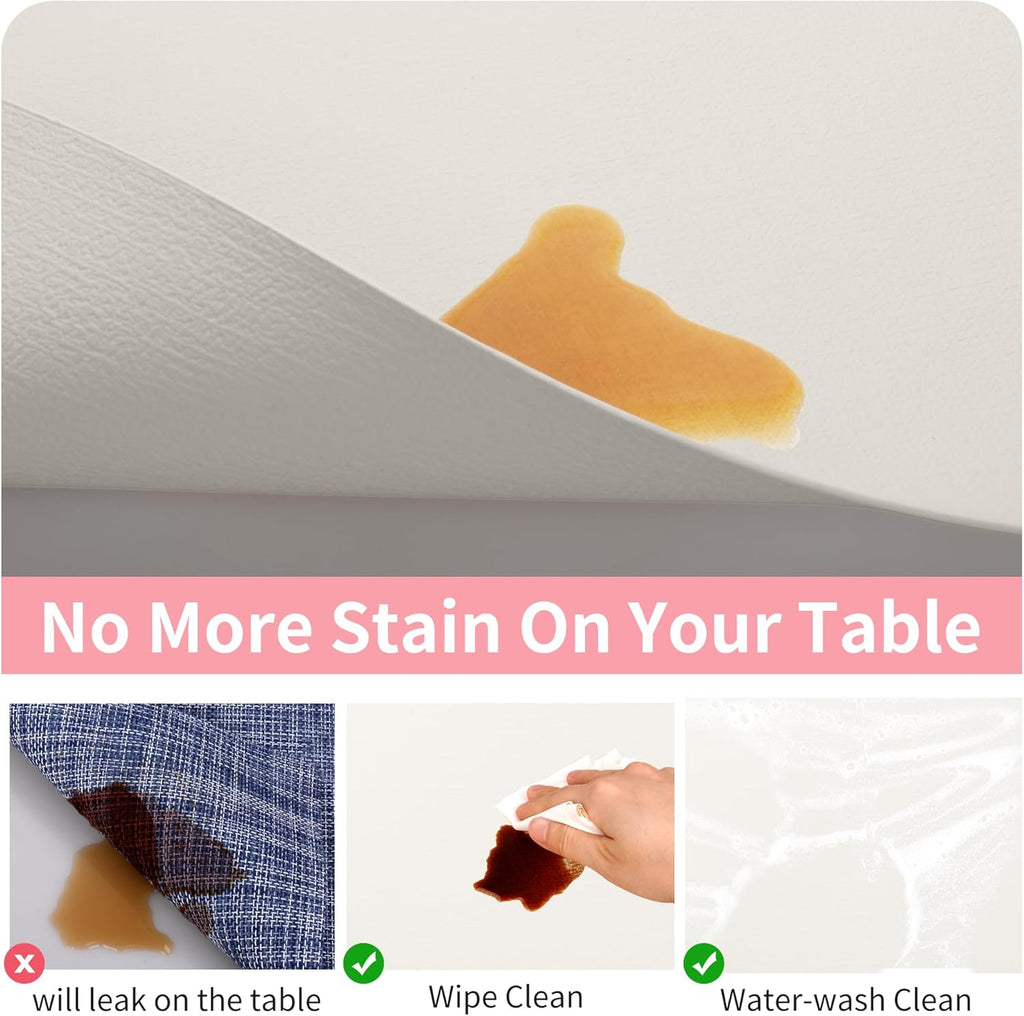 Maxpearl Faux Leather Placemats Set of 4, Waterproof - Wipe Clean - Heat Resistant - Anti Slip Dining Table Place Mats, Suitable for Indoor & Outdoor Use, 17’’×12’’, Ivory White
