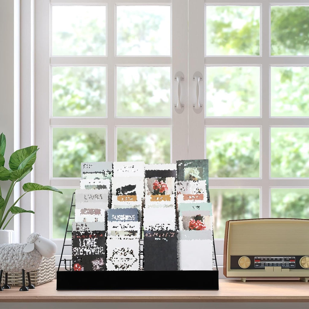 Queekay 6 Tier Wire Countertop Rack black Comic Book Holders Wide Wire Magazine Rack Tabletop Display Stand for Table Top Book Brochure Literature Comic Greeting Card Shelf Holder Stand