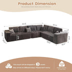 HOOOWOOO Cloud Sectional Couches for Living Room,Modular Sectional Sofa No Assembly,138X108 Inch Plush Corduroy Large L Shaped Floor Couch Set with Deep Seat(Gray)