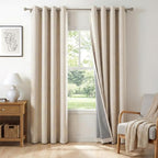 100% Blackout Linen Textured Curtains 72 Inch Long, Oatmeal | 100% Blackout by 100BlackoutShield