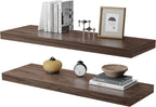 Large Floating Shelves for Wall Set of 2 Wooden Wall Shelves 30 in x 12.75 in x 2 in Room Decor Long Shelf with Invisible Wall Mount Bracket for Bedroom Kitchen Living Room Walnut