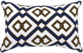 Alysheer Embroidered Lumbar Decorative Throw Pillow Cover 12"x 20", Classic Boho Geometric Embroidery Pattern Cotton Rectangular Cushion Case for Sofa Couch Living Room Bedroom(Blue Brown)