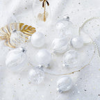 Clear Christmas Ball Ornaments,24ct Shatterproof Plastic Decorative Christmas Ornaments Hanging Xmas Tree Baubles Set with Stuffed Delicate Glittering Decorations for Holiday Party Home Decor(White)
