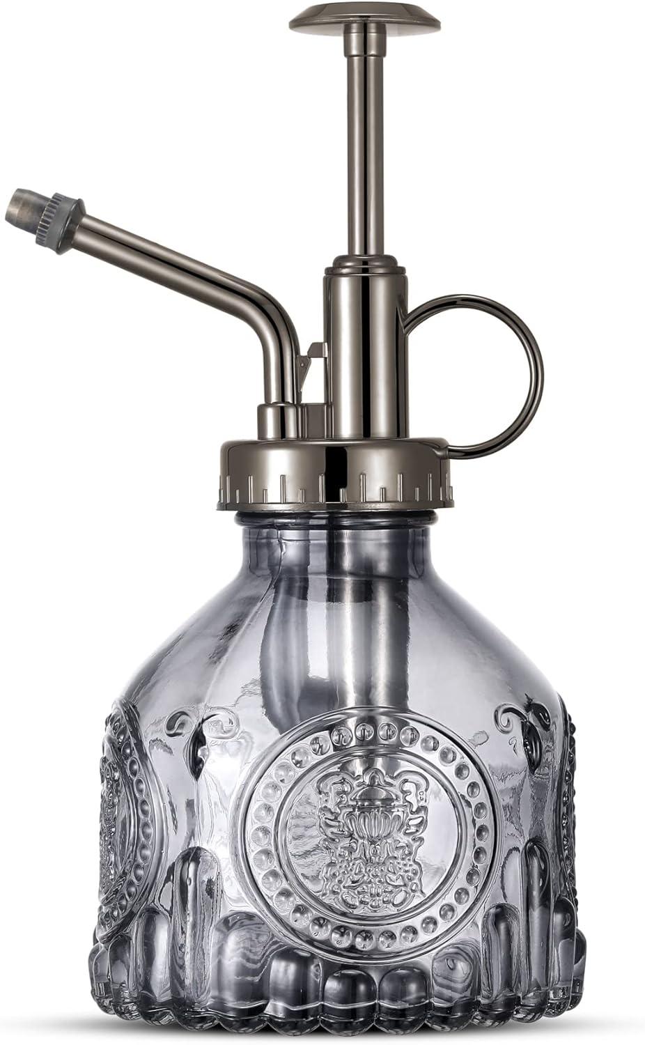 Glass Plant Mister Spray Bottle, Vintage Plant Spritzer, Succulent Spray Bottle with Top Pump, Small Plant Sprayer Mister Glass Watering Can for Indoor Outdoor House Plant - Grey