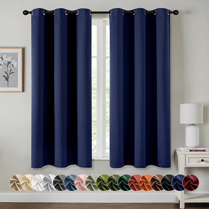 MIULEE Blackout Curtains for Bedroom 2 Panels 40 x 48 Inch Long Navy Blue | by MIULEE
