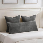 Fancy Homi 2 Packs Dark Gray Euro Decorative Throw Pillow Covers 26x26 Inch for Couch Bed Sofa, Rustic Farmhouse Boho Home Decor, Soft Corss Corduroy Patchwork Textured Square Cushion Case 66x66 cm