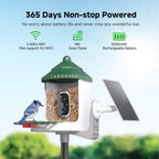 Bird Feeder with Camera AI Identify 2K Live Video Smart Bird Feeder with Camera, 2.4GHZ WiFi Solar Birds House Cameras, Motion Detection Instant Arrival Alerts, Ideal Present for Birds Lovers
