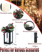 Bdor Lantern Decorative Candle Lantern 16 Inch Remote Vintage Decorations with Timer LED Metal Hanging Lantern for Home Outdoor Porch Decor Christmas Centerpieces for Tables