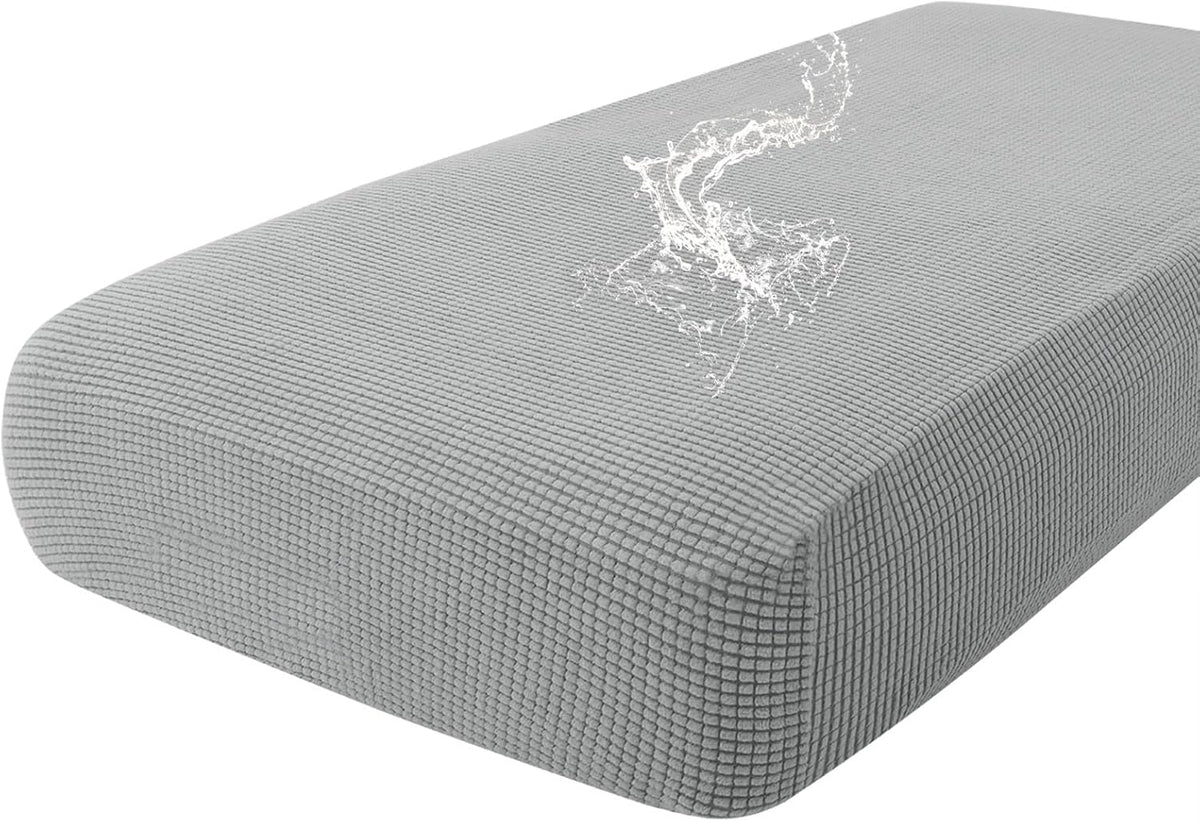 hyha Waterproof Couch Cushion Covers for Pets, Non Slip Sofa Seat Cover for Dogs Washable, Soft Thick Stretch Jacquard Fabric, Sofa Slipcovers with Elastic Bottom (1 Piece for Large, Light Grey)