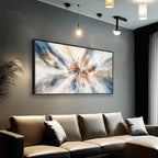 Abstract Painting Wall Art Large Framed Canvas Prints 30" x 58" Blue and Orange Abstract Modern Minimalist Living Room Decor for Bedroom Office Wall Décor