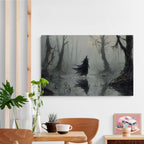 Vintage rustic swamp witch poster dark moody wall art gothic horror season halloween print for home decor retro dark moody painting28x40in Wood Framed