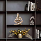 Bookshelf Decor Thinker Statue - Abstract Style Thinker Sculptures Modern Aesthetic Figurine Decoration Statues for Home Decor-Zuo Si-Sandstone