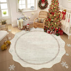 GarveeHome Scalloped Round Rugs 6 ft Washable Area Rug by GarveeHome