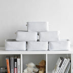 TheWarmHome Storage Basket for Organizing - Small 6 Pack 11.8x7.8x5.2 inch Gifts for Empty with Rope, Fabric Storage Cubes for Decorative Cloth Dog Livehome (White)