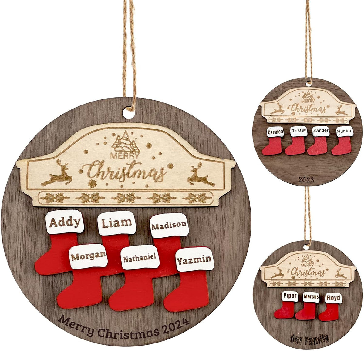 Personalized Christmas Ornaments 2025 with Names,1-7 Names Custom Ornaments for Christmas Tree Personalized Xmas Ornament Gifts for Family