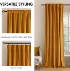 MIULEE Velvet Blackout Curtains 52x90 inches 2 Panels Mustard Yellow | Luxury - Image 2