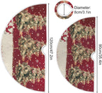 48 Inch Christmas Tree Skirt With Reindeer - Xmas Tree Mat for New Year Party Decorations