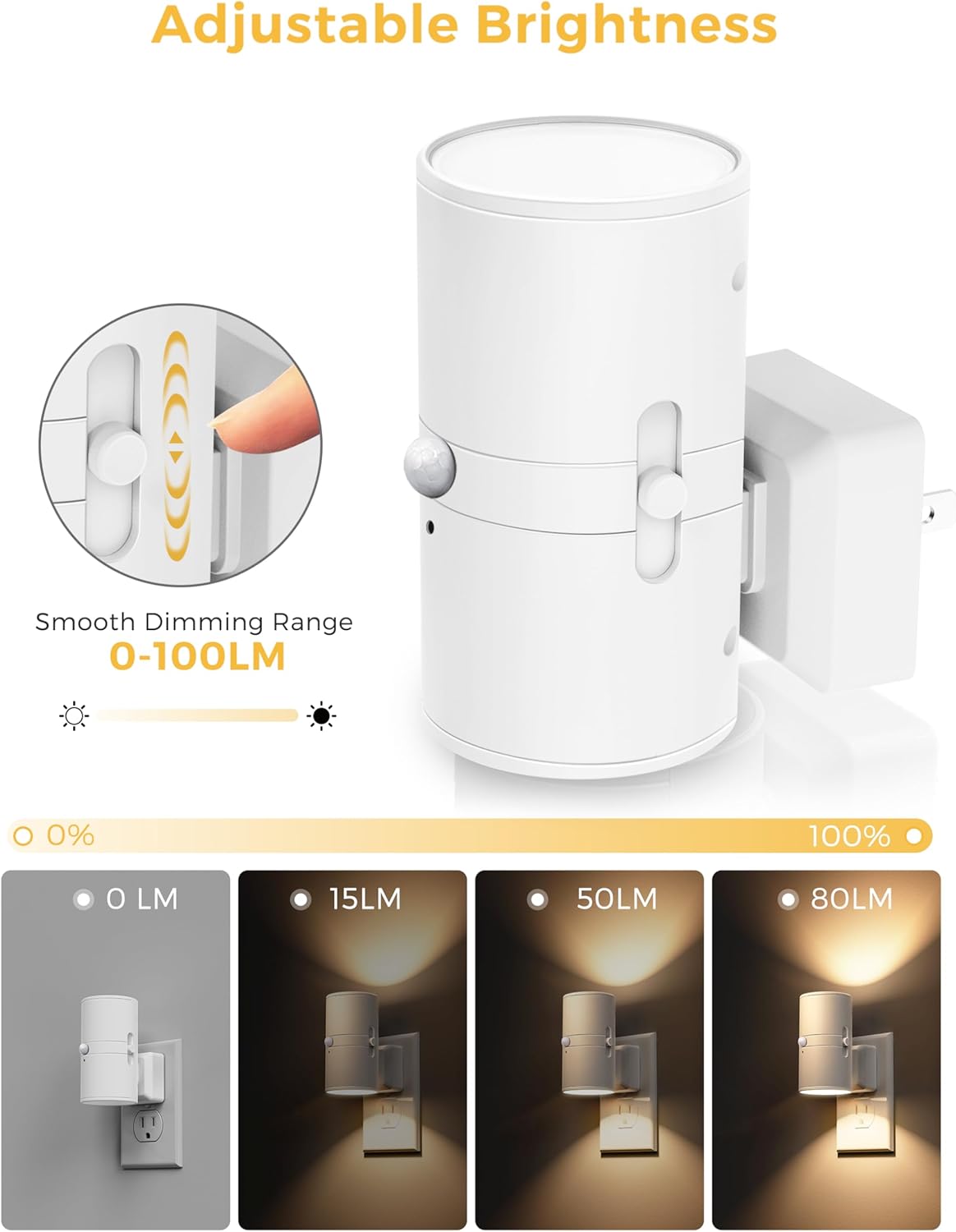 L LOHAS LED Motion Sensor Night Light Plug in, [2 Pack] Motion Activated Night Light, 0-100LM Dimmable, Soft White 3000K, Motion Sensor Light Indoor for Bathroom Hallway Bedroom Stairway Kids Elderly