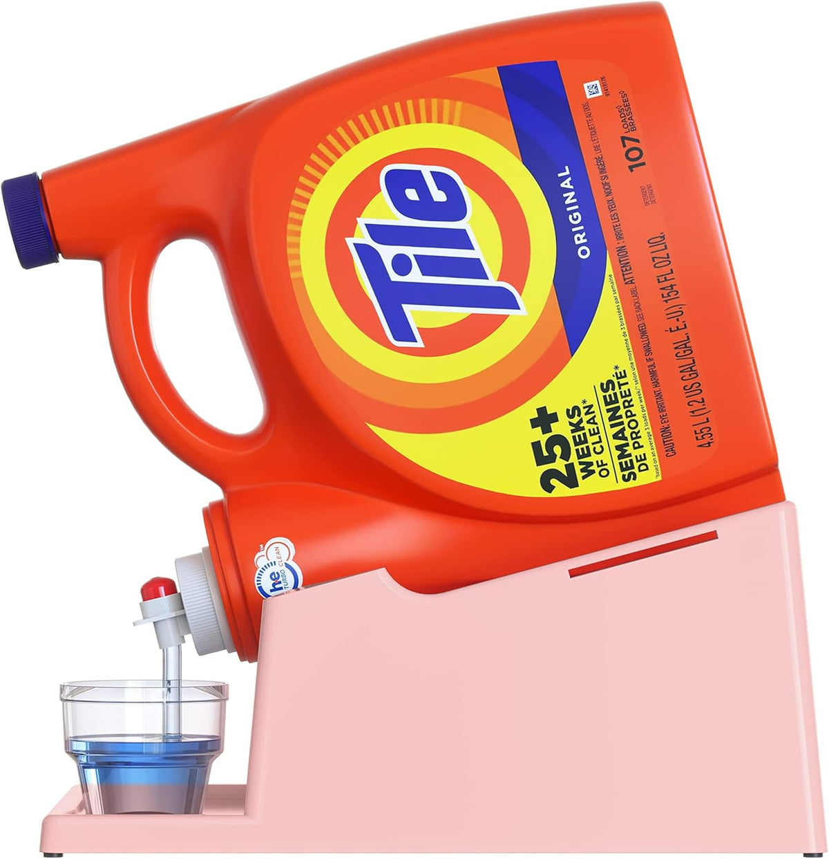 TidyFriend No-Spill Liquid Laundry Detergent Dispenser Holder, Laundry Soap Dispenser Holder with Drip Tray for Laundry Room Organization (No Strap and No Detergent Bottle Incl (Rose)