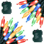 Battery Operated Christmas Lights 2 Pack 18 Feet 50 LED Clear Mini String Lights with 8 Modes Waterproof Tree Lights for Xmas Outdoor Indoor Holiday Party Garden Decor, Multicolor
