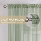 Sage Green Sheer Curtains 90 Inches Long 2 Pcs, Modern Solid Voile Light - Image 5