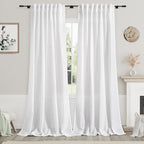 Extra Long White Curtain 102 inches Long 2 Panels Set by Nanspring