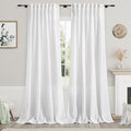 Solid White Curtains 96 Inches Long 2 Panels Back Tab Sheer Linen Curtain by Nanspring