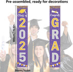 Graduation Decorations 2025 GRAD Banner Purple Porch Door Sign Welcome Banner For Indoor Outdoor Wall Graduation Decorations Class of 2025