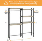 Double Row Over Washer and Dryer Storage Shelves, Laundry Room Organization and Storage, Heavy Duty Laundry Room Shelves, with Adjustable Height, 5-Tier