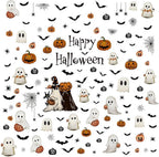 Halloween Ghost Window Clings for Glass 6 Sheets Cute Window Decals Spooky Window Stickers Pumpkin Spider Windows Cling for Halloween Fall Party Home School Office Glass Supplies Decorations