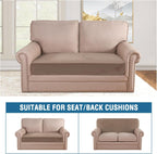 H.VERSAILTEX Velvet Stretch Individual Couch Cushion Cover Plush Slipcover for Loveseat Sofa Furniture Protector Seat Cover (1 Piece Loveseat Cushion Cover, Taupe)